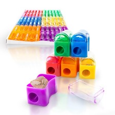 72 Pack Assorted Color Plastic Manual Pencil Sharpeners with Caps   Bulk Clas...