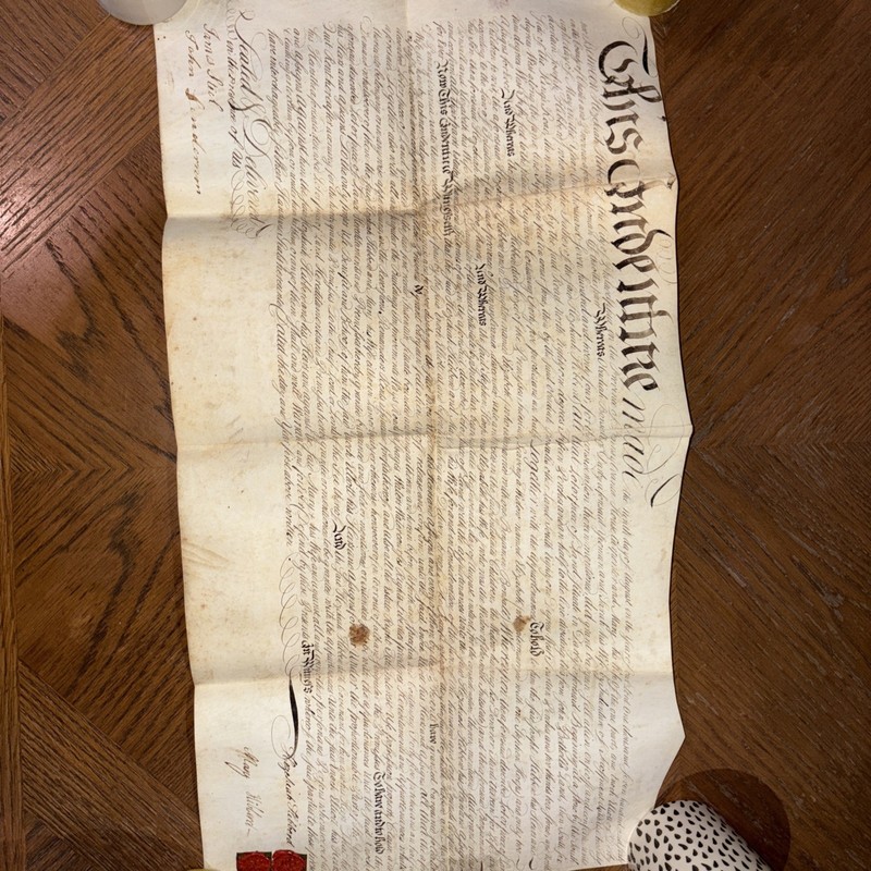 Vintage Land Deed, Wax Seal 1700s