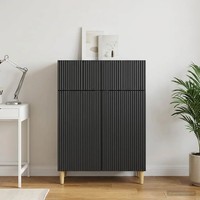 Sideboard Schwarz 66 X 34,5 X 90 Cm Holzwerkstoff