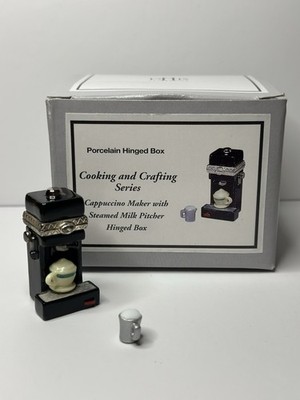 VTG Porcelain Hinged Trinket Box CAPPUCCINO MACHINE PHB Midwest Cannon Falls MIB