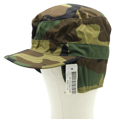 US Army Cap Hat Woodland Camo Size 7 1/4 Class 1 Ear Flaps Military Issue