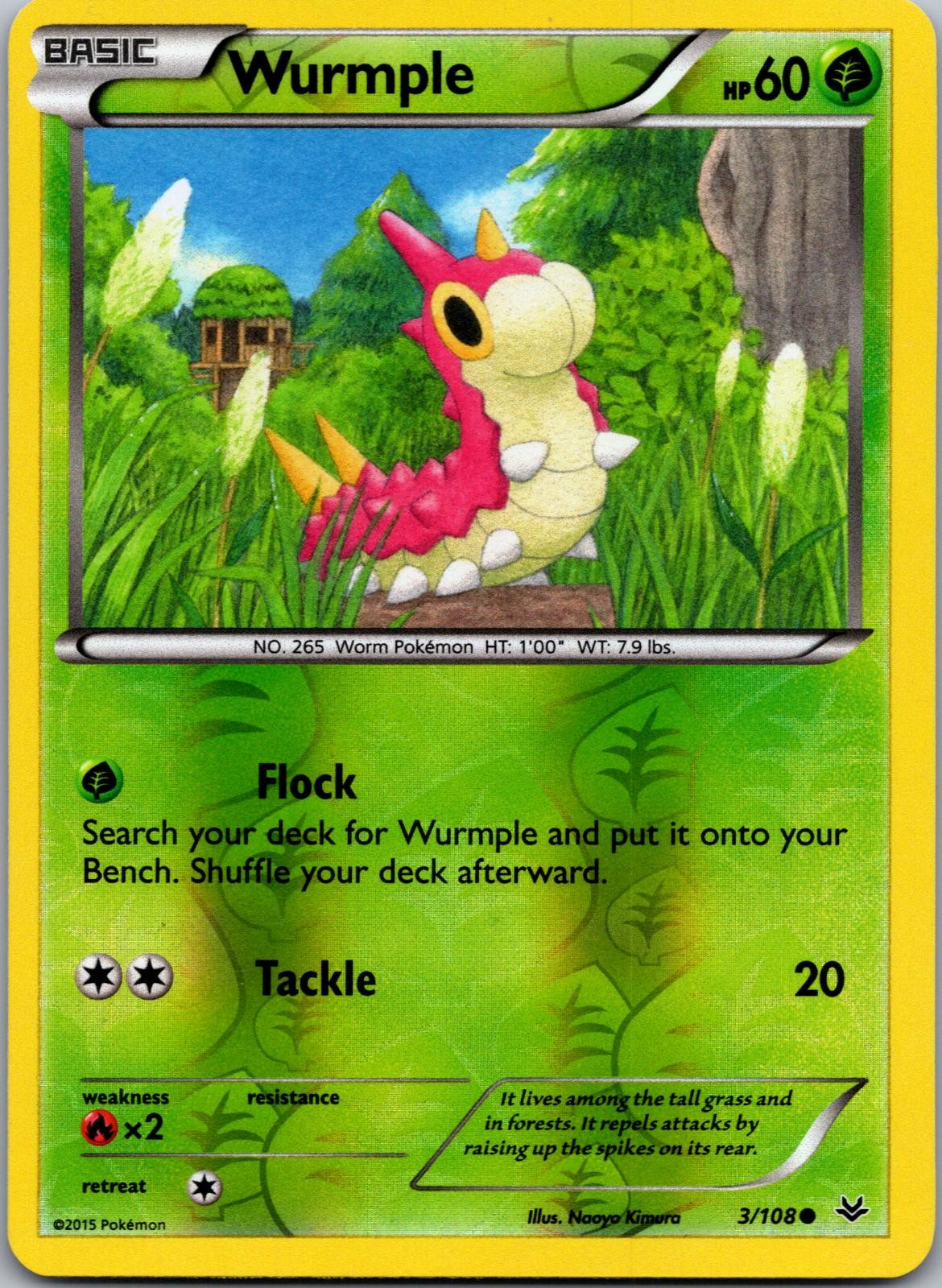 POKEMON WURMPLE 3/108 COMMON REVERSE HOLO ROARING SKIES NM/M