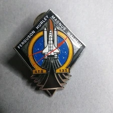 NASA STS-135 FURGUSON HURLEY MAGNUS Enamel Hat Jacket Pinback Pin