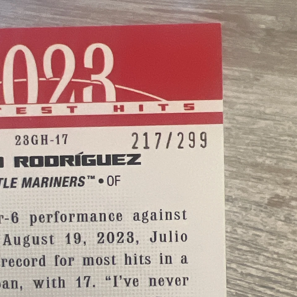 2024 Topps Series 1 - 2023 Greatest Hits Julio Rodriguez #23GH-17 Black /299 - Image 3 of 3