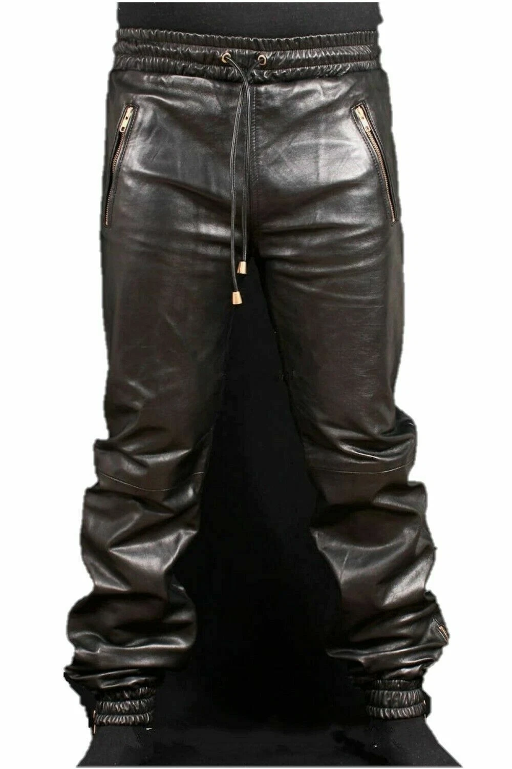New men`s leather Sweat pants Designer Joggers Running Sports trousers Jogging