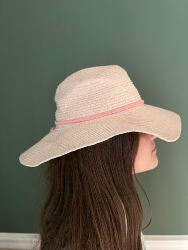 Sz 6-8 Pink Glitter Child Girls Pink Straw Beach Summer Spring Hat with Bow H&M - Picture 3 of 7
