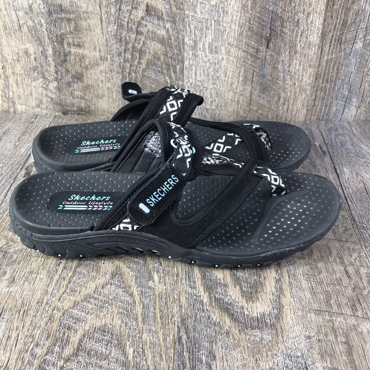 Skechers Reggae Sport Sandals 40798 Women s Size 9 Black Strappy