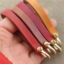 Cowhide Real Leather Rope and Brass Loop Key Ring Fob Belt Keyring Keychain
