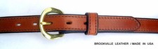 CHESTNUT BRIDLE LEATHER BELT/BRASS BUCKLE / ONE INCH / AMISH MADE IN THE USA