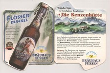 Bräuhaus Füssen - Bierdeckel "Flösser-Dunkel - Wandertips: Die Kenzenhütte"