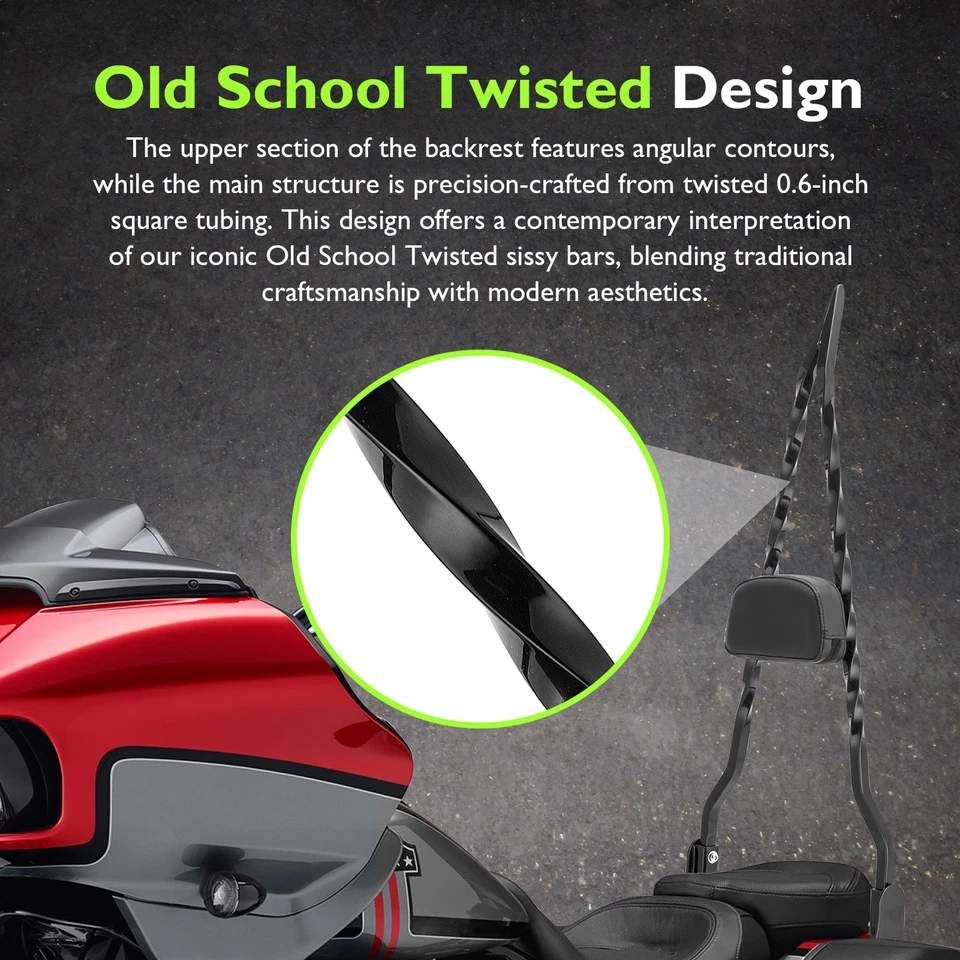 Respaldo desmontable 31" barra Sissy para Harley Street Road King Road Glide 09-25 Foto 3 de 4
