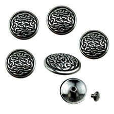 Set of 6 WESTERN HORSE SADDLE TACK 1" ANTIQUE CELTIC CRAFT CONCHOS SCREW BACK