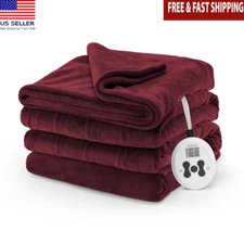 Electric Heated Blanket 12 Heat Settings Auto Shut Off Cozy Microplush Full Size