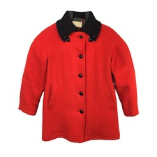 Vintage Hudsons Bay 100 Wool Red Coat Plaid Lined Womens Sz Medium Canada
