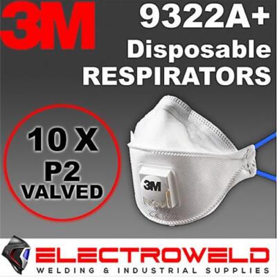 4 or 10x 3M P2 Valved Face Respirators Folding Smoke Paint Fumes Flu Aura 9322A+