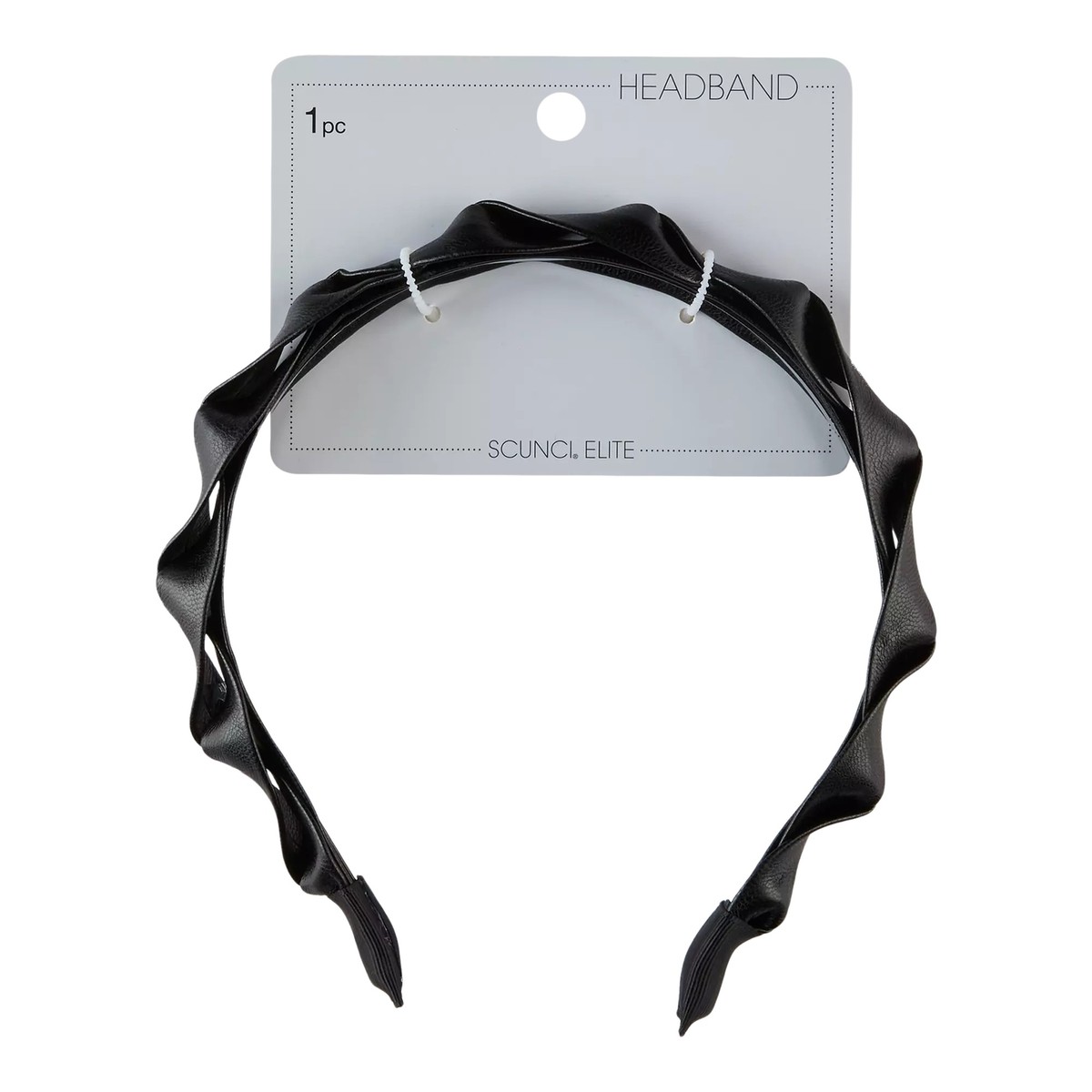 Scunci Elite Faux Leather Twist Skinny Headband, Black, 1  display picture 1