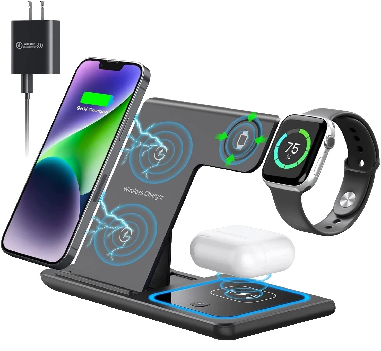 Black Cell Phone Charging Docks for Apple iPhone 8