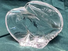 Signed STEUBEN Art Glass Clear Crystal Eagle Hand Cooler Figurine Paperweight