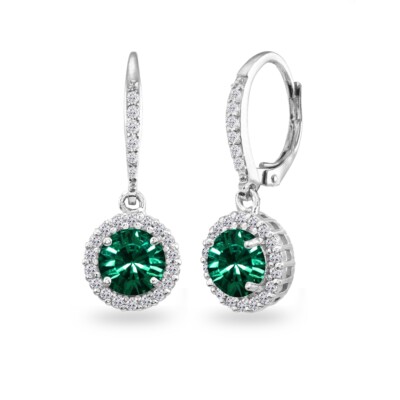 Boucles D'oreilles Dormeuses En Argent 925 - Cristaux Vert Clair - Marque Silverspeck - Neuf
