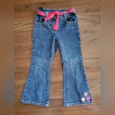 Vtg GYMBOREE OUTLET Girls 4 red apple bootcut blue jeans