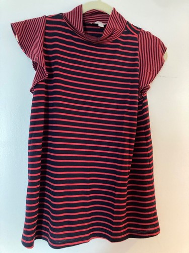 Ann Taylor Loft size small woman’s blouse red & black striped short sleeve