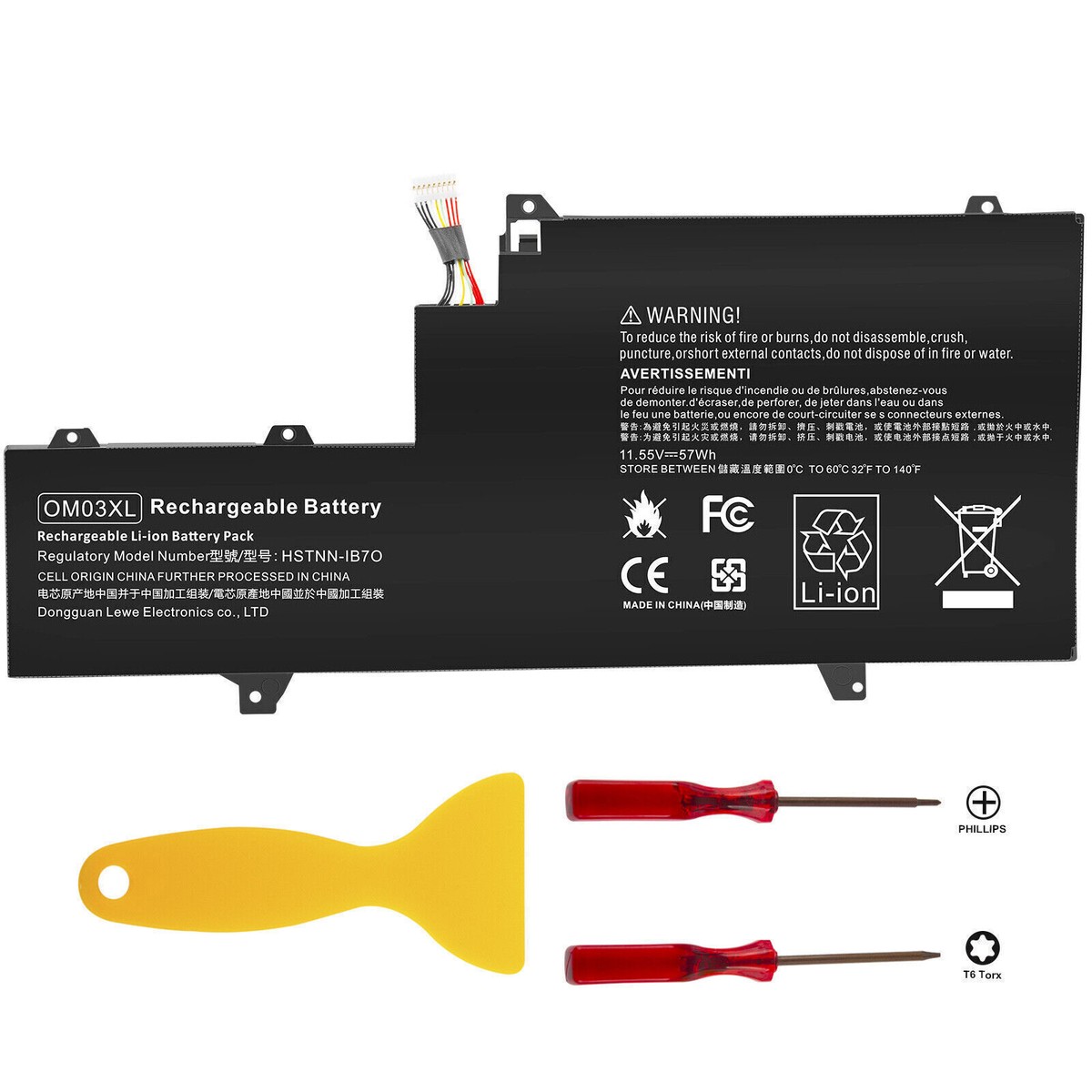 Replacement Battery OM03XL For HP EliteBook X360 1030 G2 Laptop (57Wh, 3-Cell, 11.5V)