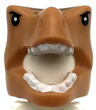 Lego New Medium Nougat Minifigure Headgear Mask T-Rex with Reddish Brown Stripe