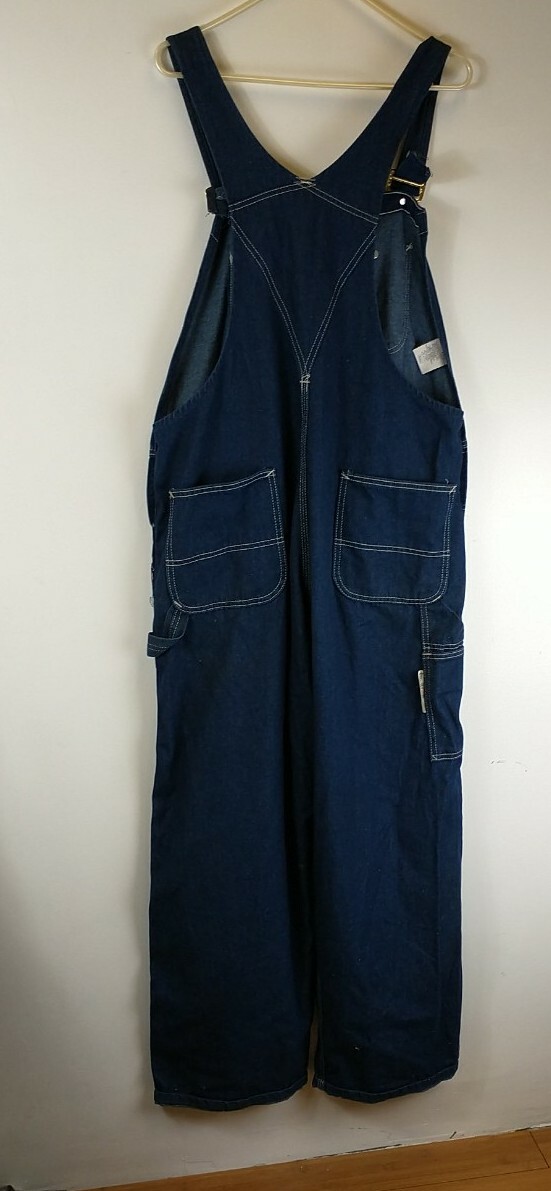 VINTAGE 70s SEARS BLUE DENIM BIB OVERALLS! MADE USA Button FLY