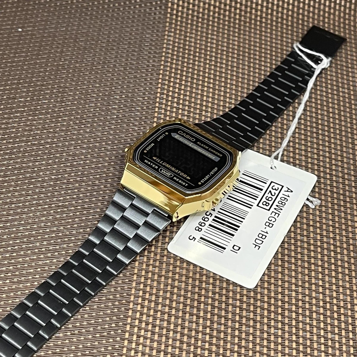 Casio A168WEGB-1B Vintage Series Black Stainless Steel Gold