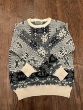 VTG Method Sweater Adult M Wool Blend Geometric Pattern Ivory Gray