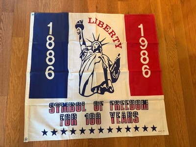 Vintage 1986 Statue of Liberty Flag 3x3 Symbol of Freedom 100 Years USA
