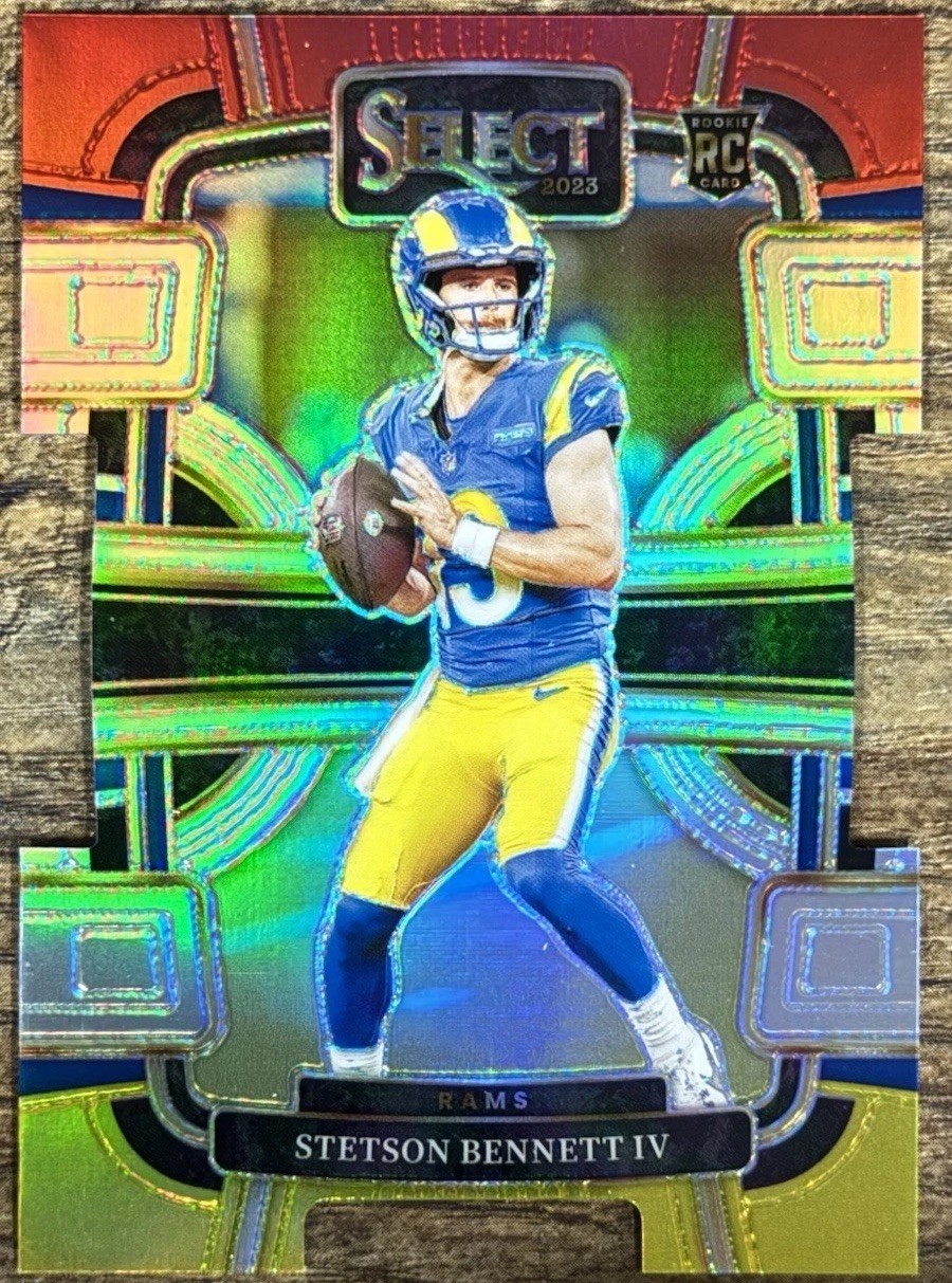 2023 Panini Select Concourse Stetson Bennett #55 Red & Yellow Prizm Die-Cut (RC)