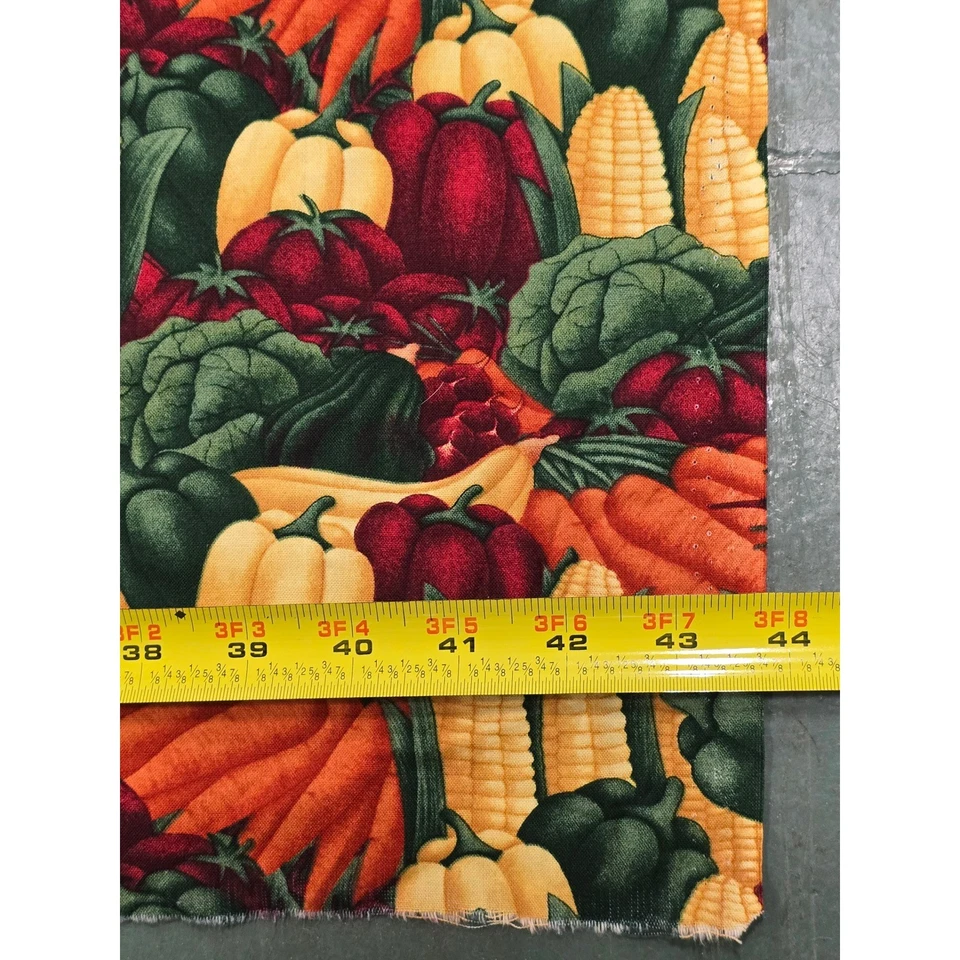 Debbie Mumm Veggie Harvest Print Cotton Fabric Fall SewingRemnant 58x44 in - Image 4 of 4