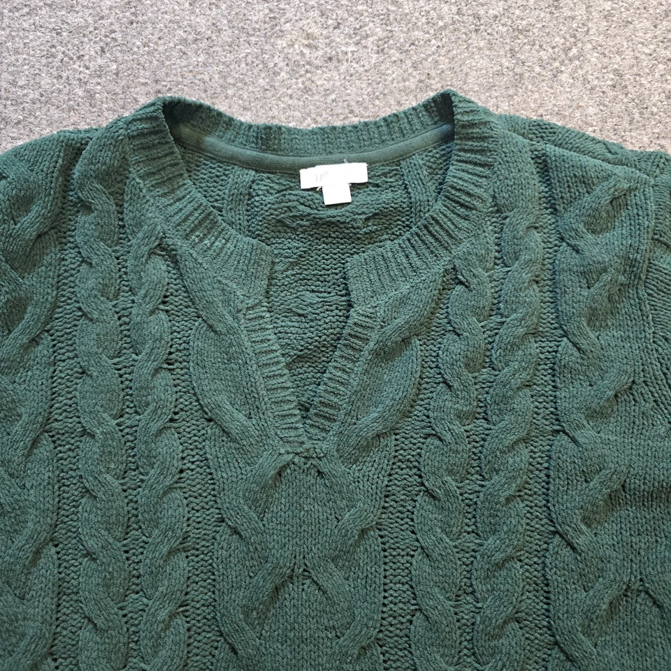 Suéter Jill Mujer Talla 2X Verde Chenilla Tejido con Cable Manga Larga Informal Top Foto 2 de 4