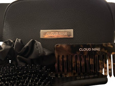 CLOUD NINE Black Cosmetic Bag, Brush, Comb & Scrunchie. Gift Set