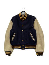Vintage Golden Bear Varsity Jacket Leather Sleeves Made in USA Wool Letterman B