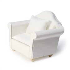 Dollhouse Couch with Pillow 1 12 Scale Miniature Sofa Arm Chair Living White