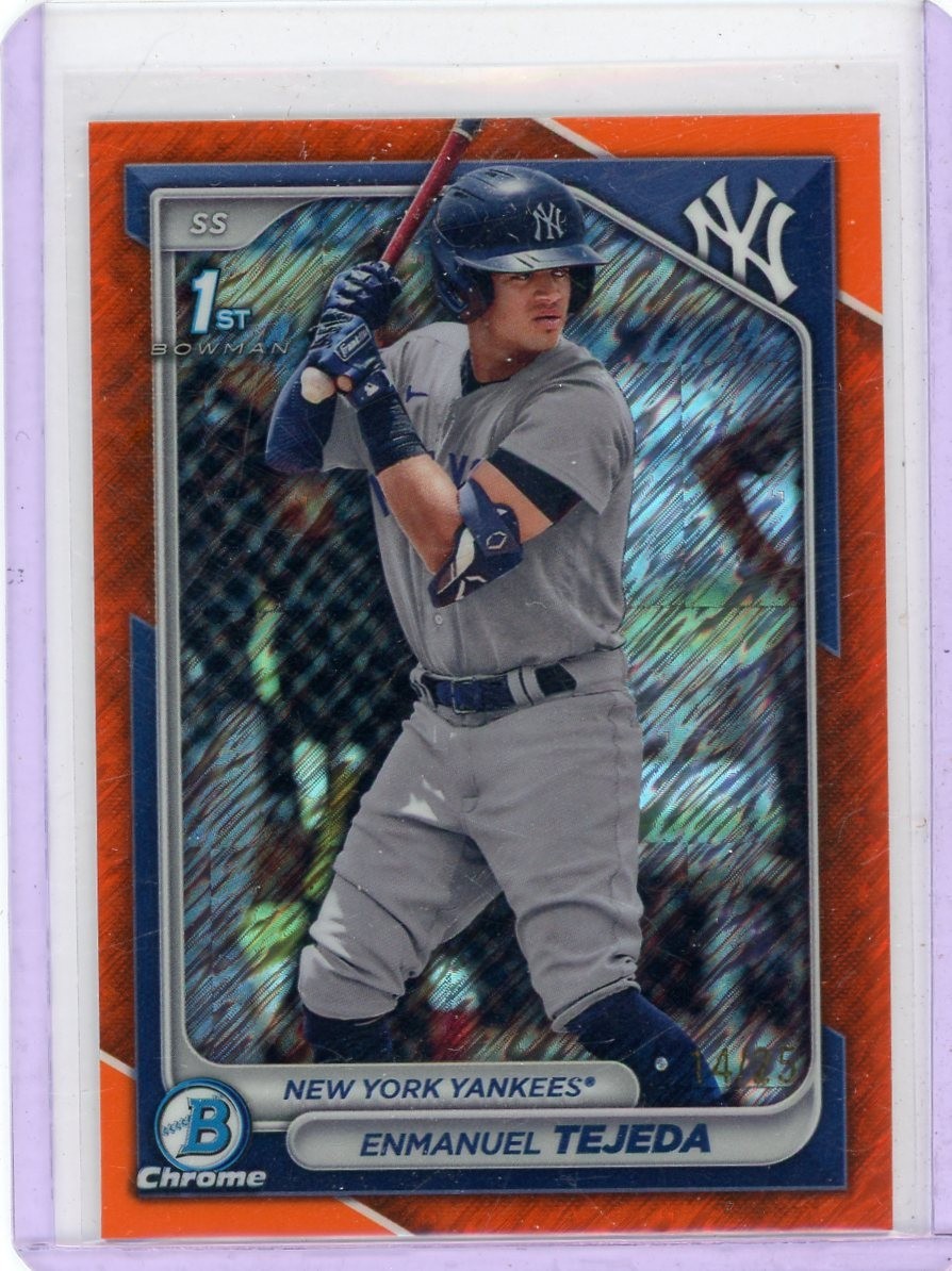 Enmanuel Tejeda 2024 Bowman Chrome 1st Orange Shimmer 14/25 Yankees