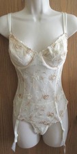 DELICATES IVORY BRIDAL HONEYMOON garters CORSET bra Embroidery Lace UW sz 36/M