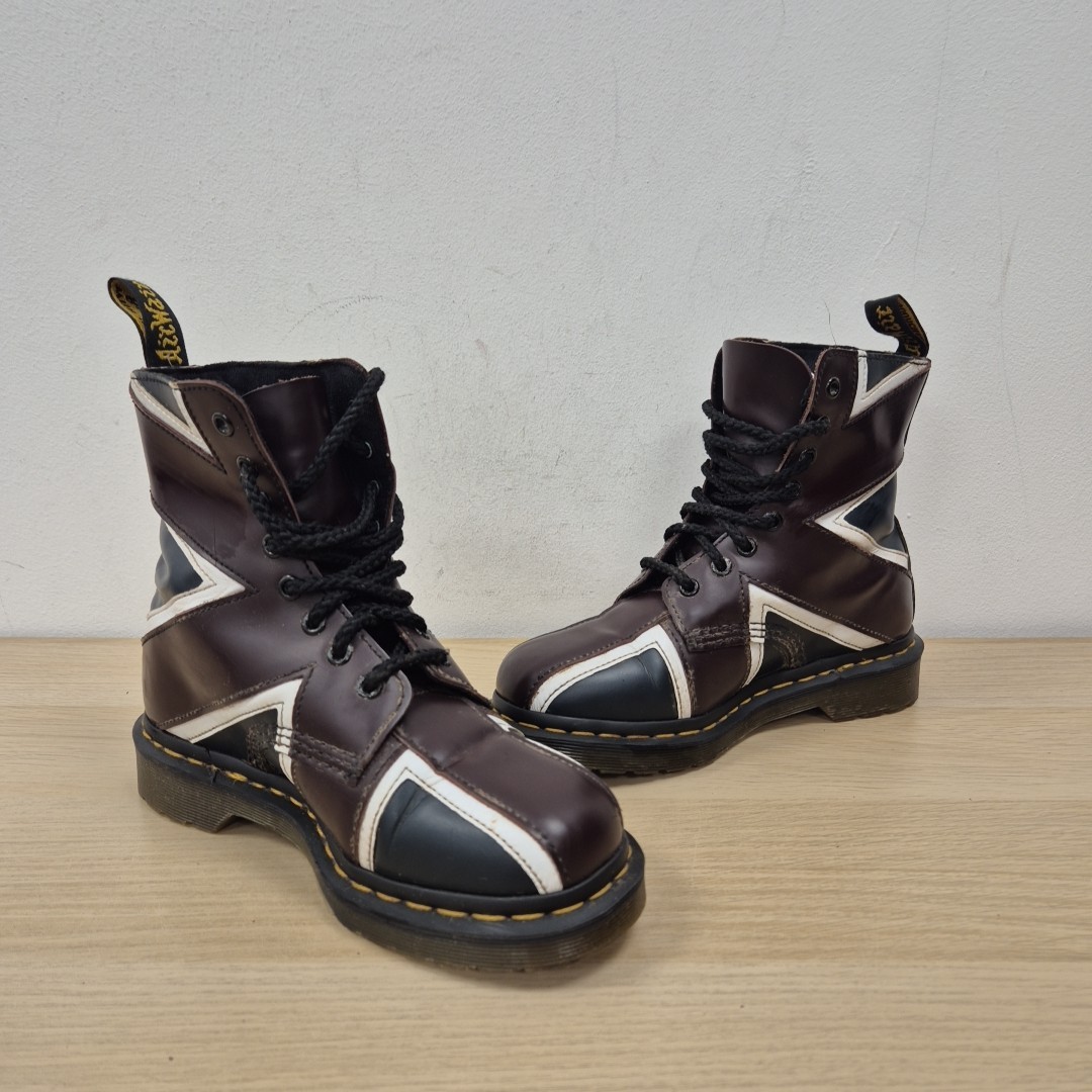 Dr Martens 1460 Pascal Brit Union Jack Flag Leather Ankle Rare Boots Size Uk 4 image 5