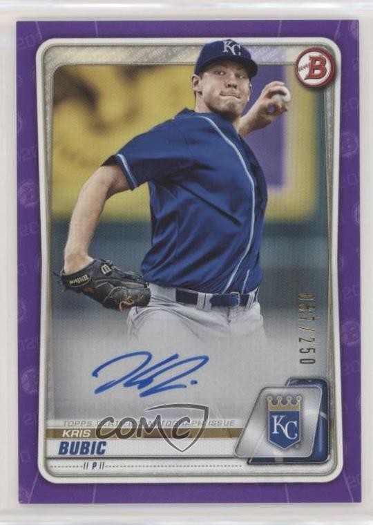 2020 Bowman Prospects Purple 87/250 Kris Bubic #PA-KB Auto 3qs
