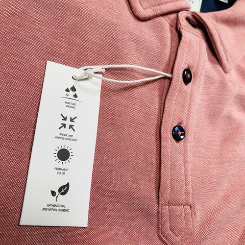 7 Diamonds Luxe Soft Short Sleeve Polo Shirt Men Size Medium Stone Rose Stretch - Picture 9 of 10