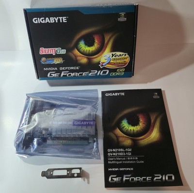 Gigabyte NVIDIA GeForce 210 1GB Silent 0db (GV-N210SL-1GI) DDR3 SDRAM. New