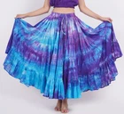 Women's 25 Yard Tribal ATS 100% Flamenco Cotton Blue Purple Tie Dye Gypsy Skirt