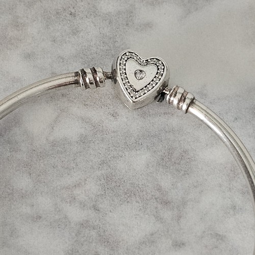 Pandora Wishful Heart Family Forever Silver Bangle Bracelet 17Cm 590729 FreePost - Picture 13 of 22