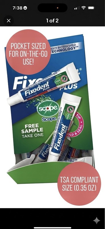Fixodent Plus Denture Adhesive Cream 0.35 oz. 50pcs/Box lot Free Ship
