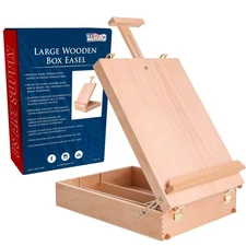 Newport Large Artist Wood Sketchbox Easel, Desktop Storage Art Pad Paint Palette