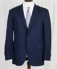 Hugo Boss Jayden 1 Wool Silk Navy Flecked Elbow Patch Blazer Coat Jacket 42 R