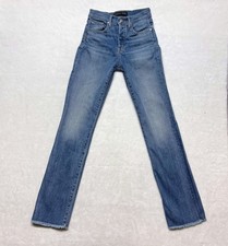 Veronica Beard Ryleigh Slim Straight Jeans High Rise Raw Hem Vintage Wash 25/0