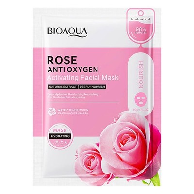 BIOAQUA Facial Mask Moisturizing 98% Natural 5PCS Set (Rose Extract Anti-Oxygen)